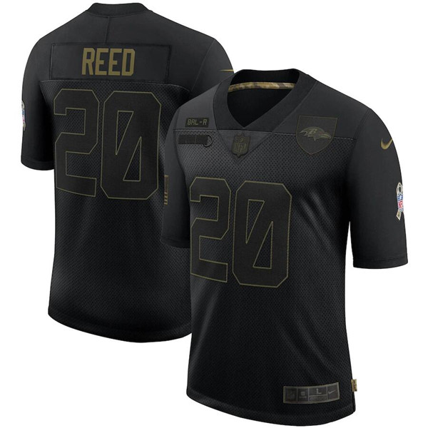 Men's Baltimore Ravens #20 Ed Reed Black 2020 Salute To Service Limited Stitched Jersey
